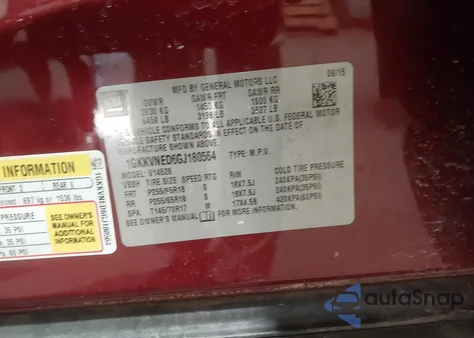 2016 GMC Acadia Sle-1 z USA, uszkodzony, nr VIN 1GKKVNED6GJ180564